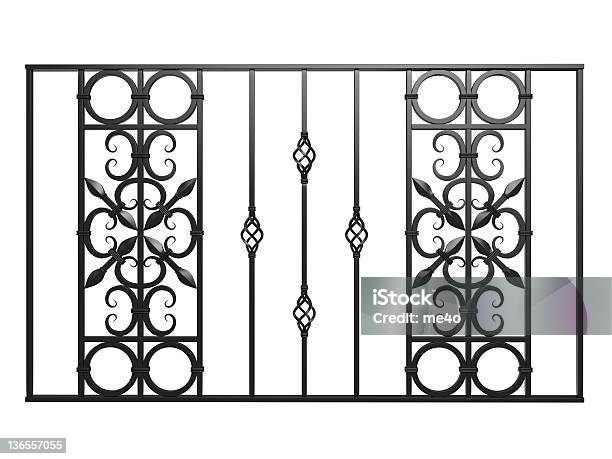 3d Wrought Iron Railing Decor Isolated On White Stock Photo - Download Image Now - Fence, Cut Out, Wrought Iron