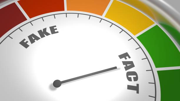 istock Fact or Fake concept. Measuring device with arrow and scale. 1365578995