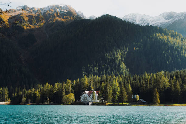 istock Scenic view of Lago Di Anterselva during fall time 1365581347