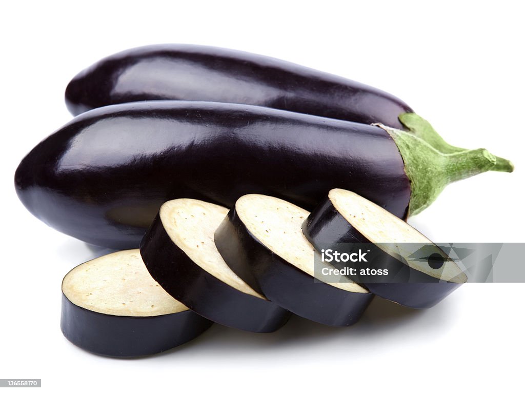 aubergine aubergine vegetable isolated on white Black Color Stock Photo