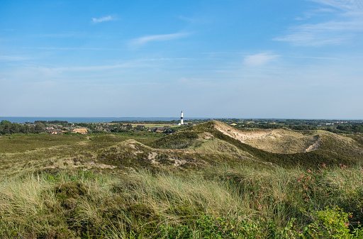 Island of Sylt, Germany, North Sea, detail of the village of Kampen with houses, nature, sea and coastline