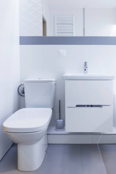 istock Part of a white, modern bathroom 1365582054