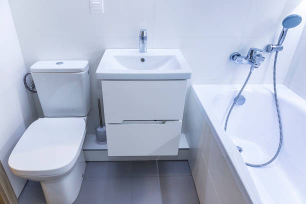 istock Part of a white, modern bathroom 1365582895