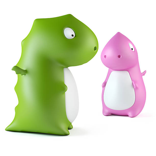 green and pink dragon toys stock photo