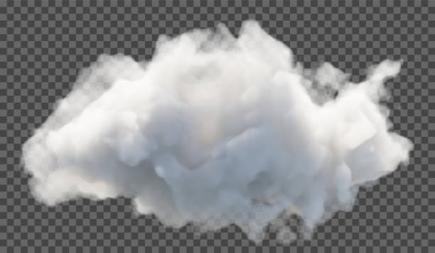 illustrations, cliparts, dessins animés et icônes de illustration vectorielle. nuage moelleux ou brume sur fond transparent. phénomène météorologique. - cloud cloudscape fluffy white