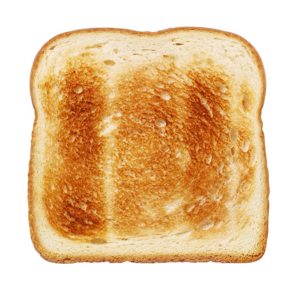 slice of delicious toasted bread on white - one slice imagens e fotografias de stock