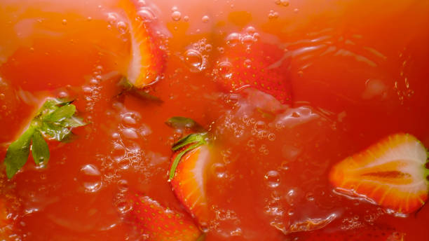 Full frame of strawberry juice