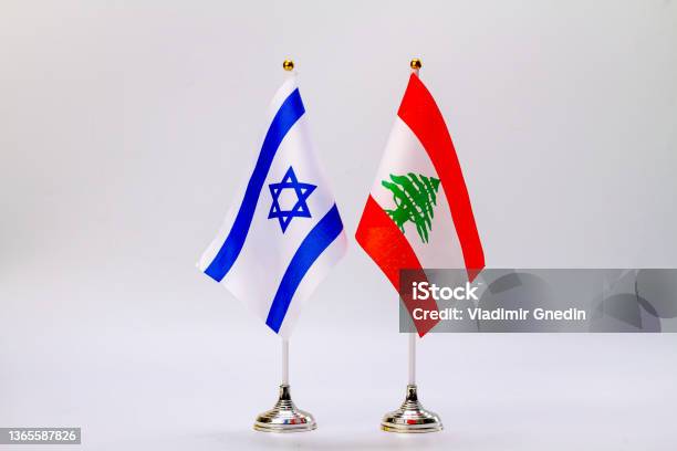 State Flags Of Israel And Lebanon On A Light Background State Flags Stock Photo - Download Image Now