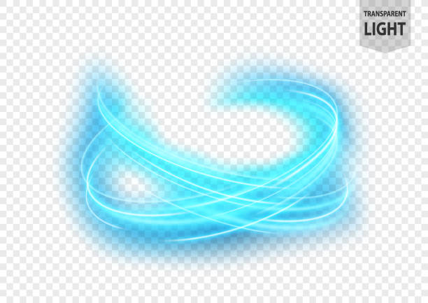 ilustraciones, imágenes clip art, dibujos animados e iconos de stock de línea de luz de remolino azul abstracto con un patrón transparente, adecuado para fondos brillantes - manga de viento