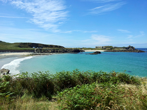 A sunny day on Corblets Beach in Alderney, Channel Islands