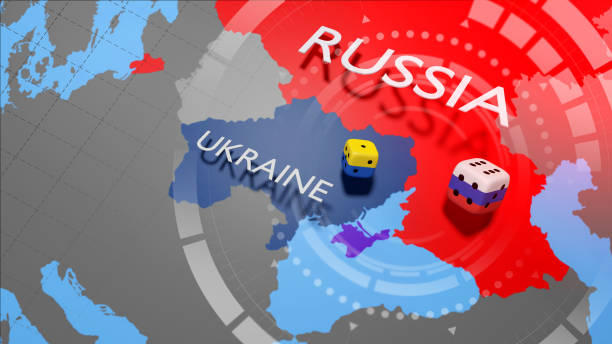 Ukraine crisis map. Ukraine and Russia military conflict. Geopolitical concept. stock photo