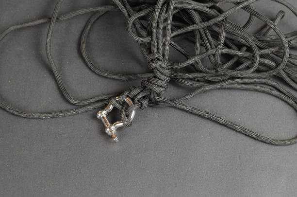 istock Paracord with rigging brace. Close-up. Selective focus. 1365591725