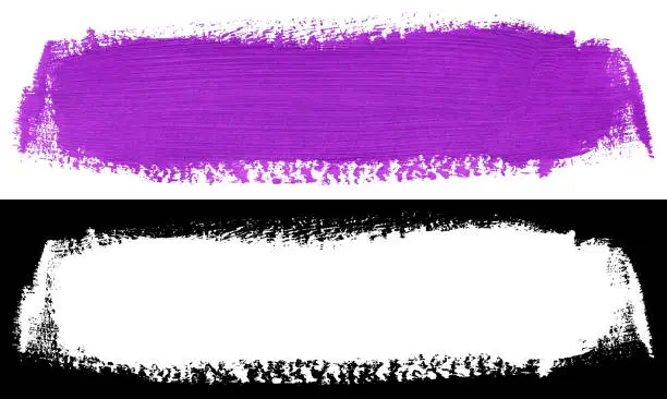 Purple stroke of paint texture isolated on white background with clipping mask (alpha channel) for quick isolation. Easy to selection object.