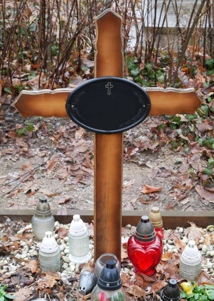 Wooden cross in the public cemetery