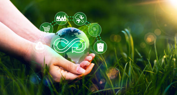 istock Eliminate waste and pollution.Circular economy concept. Sharing,reusing,repairing,renovating and recycling existing materials and products as much possible. 1365594244