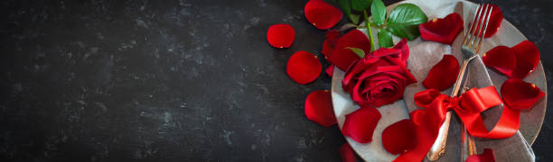 istock Red table decoration for valentines day 1365594426