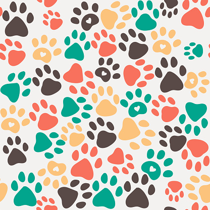 Seamless Paw Print Background Stock Illustration - Download Image Now - Dog,  Paw Print, Pattern - iStock