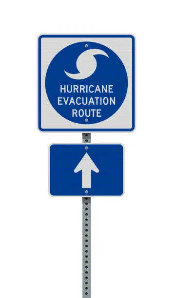 Vector illustration of Hurricane Evacuation Route Road Sign