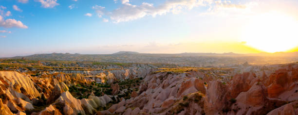 istock Panoramic view of Cappadocia at sunset 1365595963