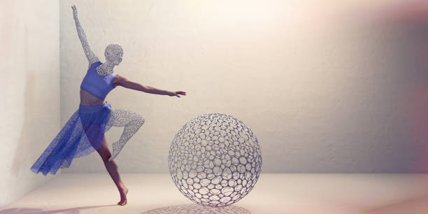 imagem abstrata de bailarino - parte humana, parte quadro oco - action balance ballet dancer ballet - fotografias e filmes do acervo