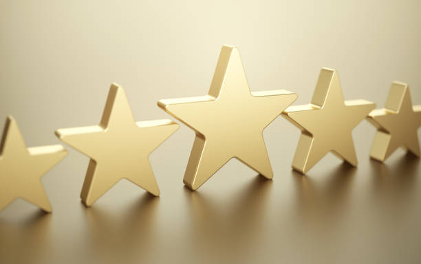 пять золотых звезд - star shape service perfection gold стоковые фото и изображения