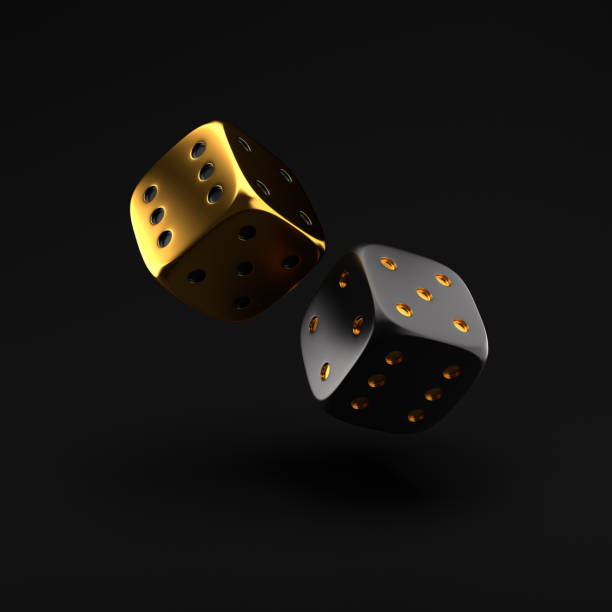 istock black and golden dice on a black background. 3d rendering 1365598369