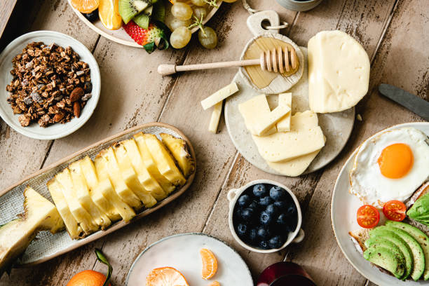 istock Top view of a fresh and healthy breakfast 1365598957