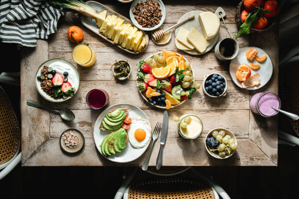 istock Variety homemade healthy breakfast served  on table 1365599014