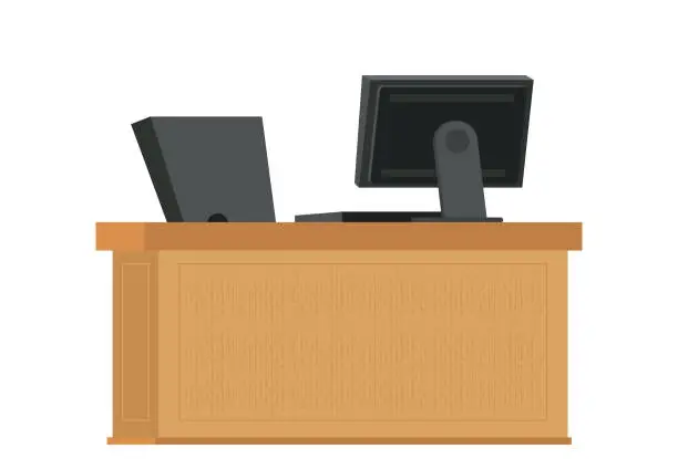 Vector illustration of Mesa de escritório com computador