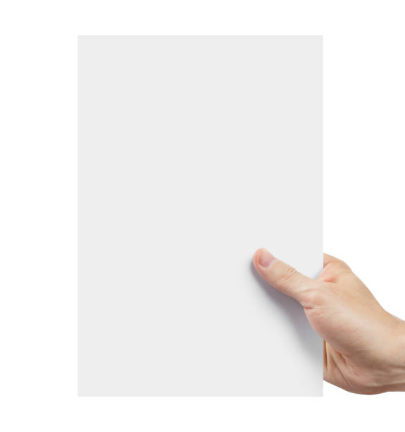 istock Hand holding blank A4 paper sheet on white 1365600100