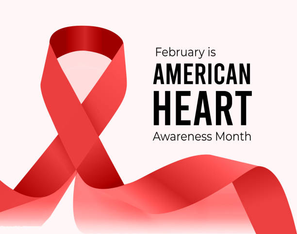 februar ist american heart month. vektorillustration auf weiß - monat stock-grafiken, -clipart, -cartoons und -symbole