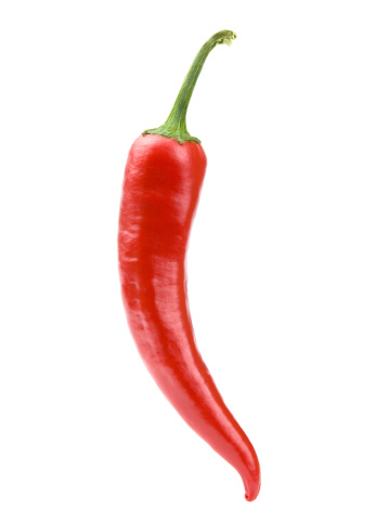 Hot chili peppers isolated on white + Clipping Path