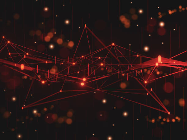 istock 3D rendering illustration. futuristic polygonal abstract illuminate red line and dot wireless digital connection. geometric shape triangle  background. concept technology communication motion graphic 1365602243