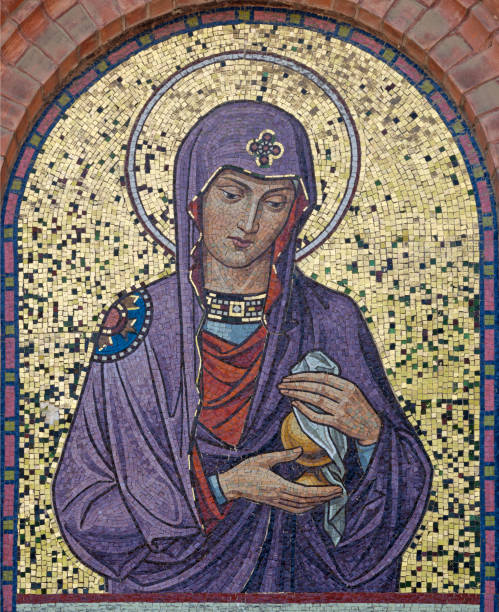 Vienna - The mosaic of St. Mary Magdalen on the facade of St. Anthony church stock photo