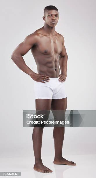 Premium Photo  Black man fitness and body health for exercise mindset  wellness motivation and skincare model in underwear african male training  and athlete muscle bodybuilder or workout lifestyle in studio