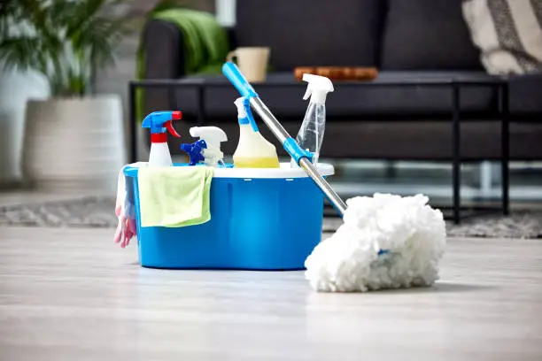 Photo of Shot of a bucket of cleaning supplies