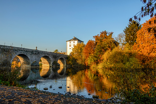 Old bridge in Limburg an der Lahn in autumn