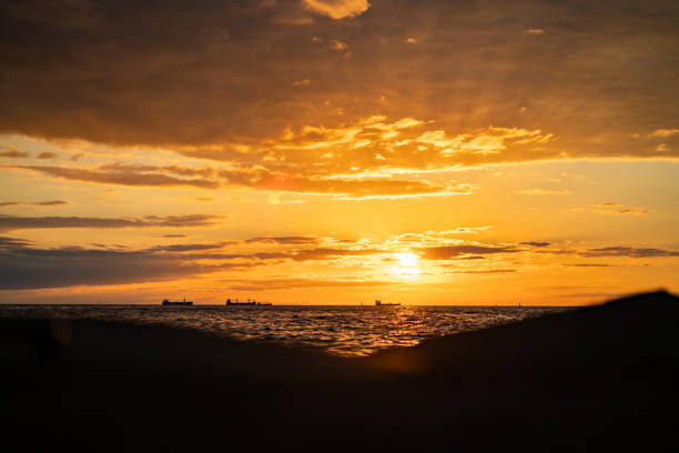 Wonderful view of the sunset and the sea