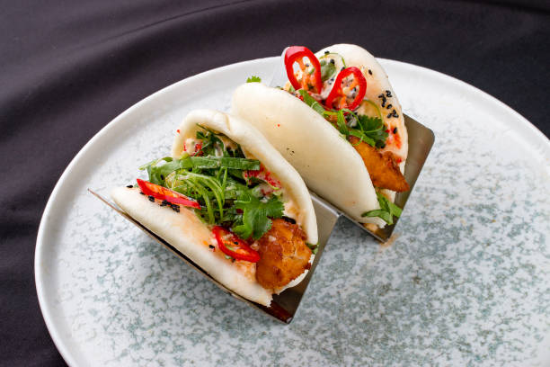 istock Bao, steamed rice buns, with chicken. 1365611405