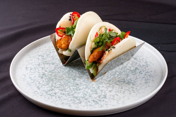 istock Bao, steamed rice buns, with chicken. 1365611615