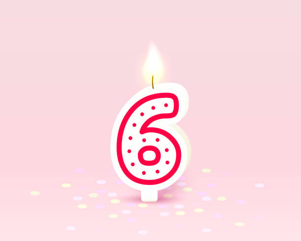 人の誕生日の誕生日の記念日、今年の数字6の形でキャンドルハッピーバースデー年記念日。ベクトル - six candles点のイラスト素材／クリップアート素材／マンガ素材／アイコン素材