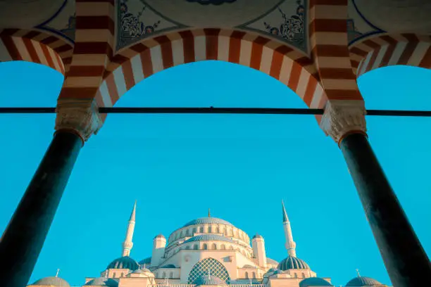 Camlica Mosque in Istanbul. Ramadan, kandil, laylat al-qadr or islamic background photo.