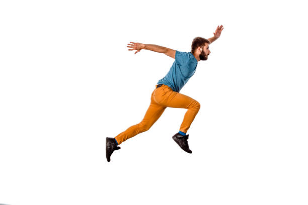 istock Adorable man dancing isolated on white background 1365615940