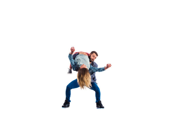 istock Woman and man doing gymnastics 1365616014