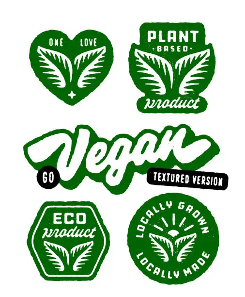 Vector illustration of Set of green eco vegan emblems