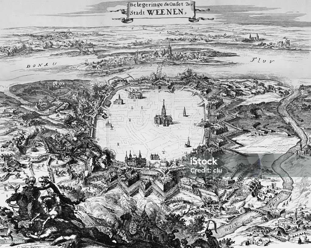 Assedio Di Vienna Da Parte Dellimpero Ottomano 1683 Vista Aerea Pianta