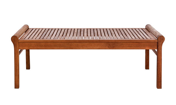 Wooden bench isolated on white background (with clipping path)