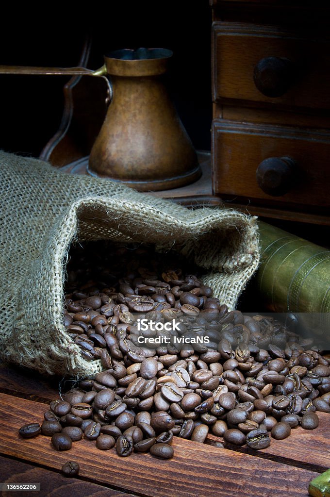 grãos de café - Foto de stock de Aniagem de Cânhamo royalty-free