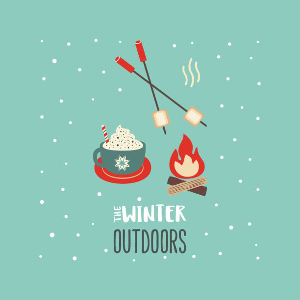 ilustrações de stock, clip art, desenhos animados e ícones de winter outdoors cozy relax simple vector icon - comida torrada ilustrações