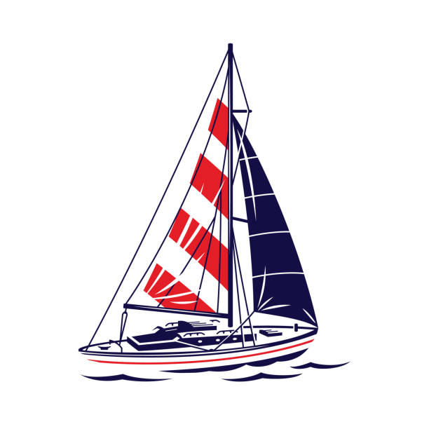 ilustrações, clipart, desenhos animados e ícones de ilustração de vela de iate retrô - veleiro luxo